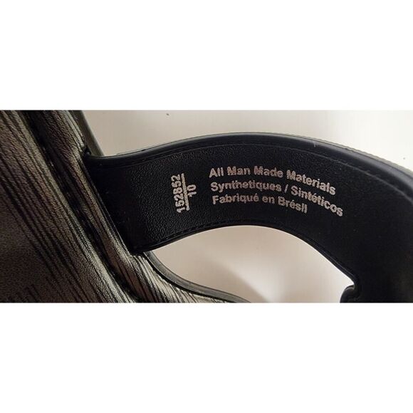 Montego Bay Club T Strap Black Heel Wedge Sandals Shoes Size US 7 - Picture 9 of 10